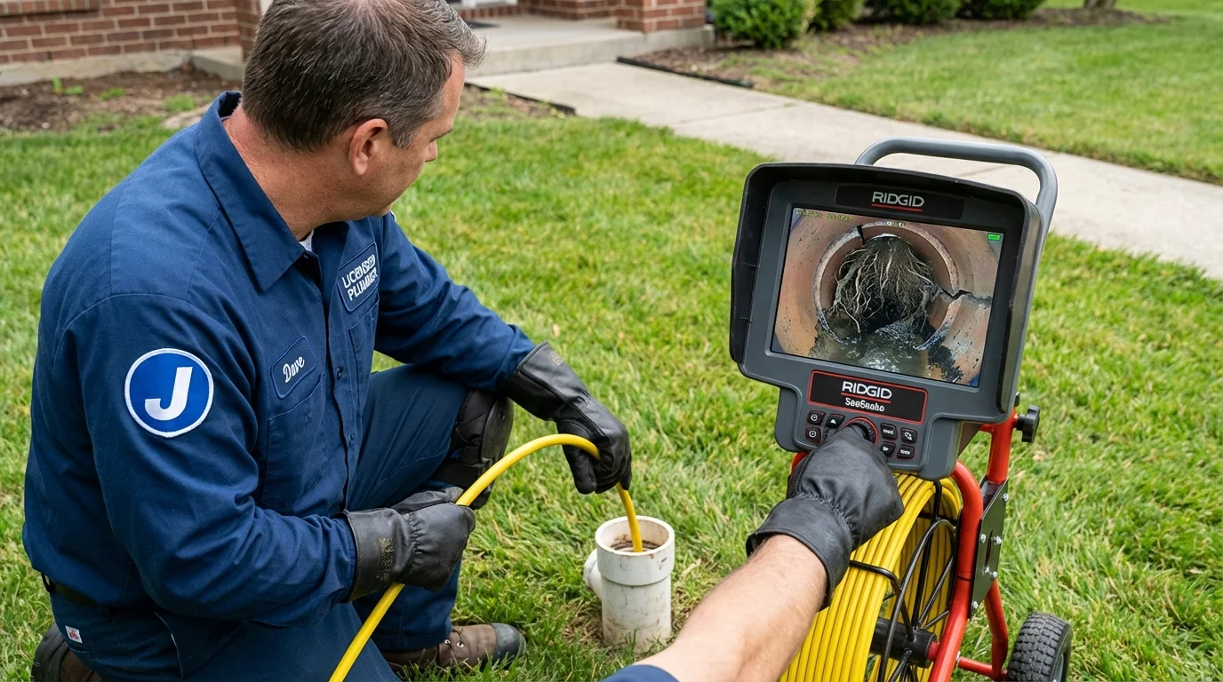 Sewer camera inspection being performed by Johns Plumbing LLC in Machesney Park