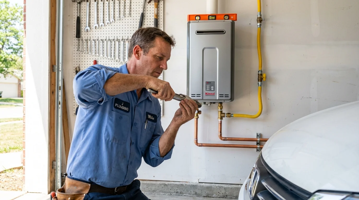 Tankless water heater installation by a Johns Plumbing LLC plumber in Machesney Park